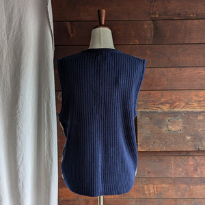 90s Vintage Blue and Tan Acrylic Sweater Vest