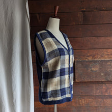 Load image into Gallery viewer, 90s Vintage Blue and Tan Acrylic Sweater Vest
