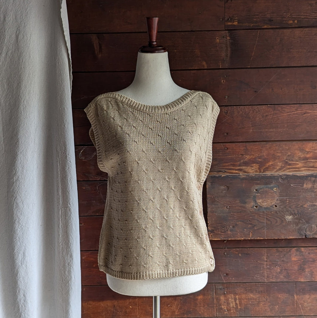 90s Vintage Golden Tan Boxy Sweater Vest