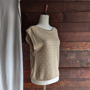 90s Vintage Golden Tan Boxy Sweater Vest