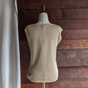 90s Vintage Golden Tan Boxy Sweater Vest