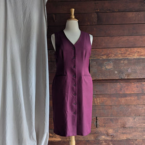 90s Vintage Wine Colored Polyester Twill Dress