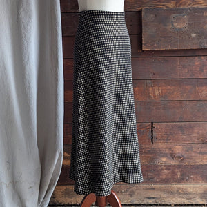 80s Vintage Black and White Knit Wool Maxi Skirt