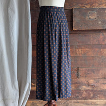 Load image into Gallery viewer, 90s Vintage Navy and Red Pleated Rayon Maxi Skirt
