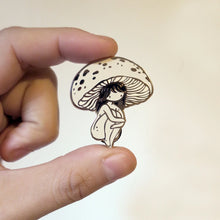 Load image into Gallery viewer, White Amanita Mushroom Girl Enamel Pin
