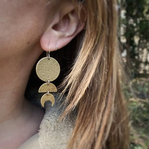 Brass Moon Phase Earrings