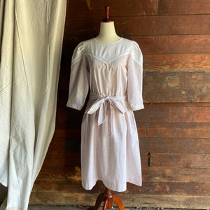 80s Vintage Striped Linen Blend Midi Dress