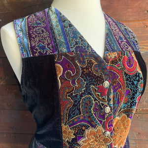 90s Vintage Velvet Patchwork Vest