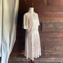 Load image into Gallery viewer, 60s/70s Vintage Pink Floral Polyester Midi Dress
