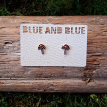 Load image into Gallery viewer, Silver &amp; Copper Mushroom Stud Earrings
