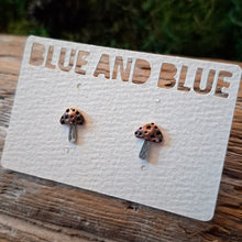Load image into Gallery viewer, Silver &amp; Copper Mushroom Stud Earrings
