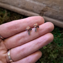 Load image into Gallery viewer, Silver &amp; Copper Mushroom Stud Earrings
