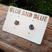 Load image into Gallery viewer, Silver Moon &amp; Star Stud Earrings
