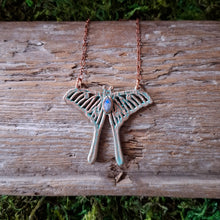 Load image into Gallery viewer, Copper Moonstone Luna Moth Necklace
