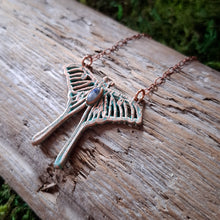 Load image into Gallery viewer, Copper Moonstone Luna Moth Necklace
