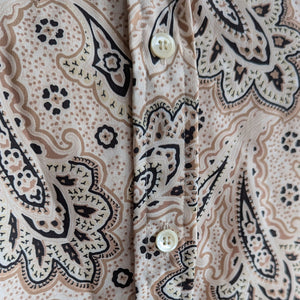 90s Vintage Tan Paisley Poly Blouse