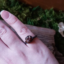 Load and play video in Gallery viewer, Electroformed Garnet in Copper Ring (size 6.5)
