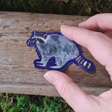 Load and play video in Gallery viewer, Glitter Raccoon Vinyl Sticker
