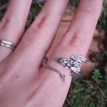 Load and play video in Gallery viewer, Sterling Silver Adjustable Dragon Ring
