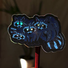 Load and play video in Gallery viewer, Nocturnal Raccoons Holo Vinyl Sticker
