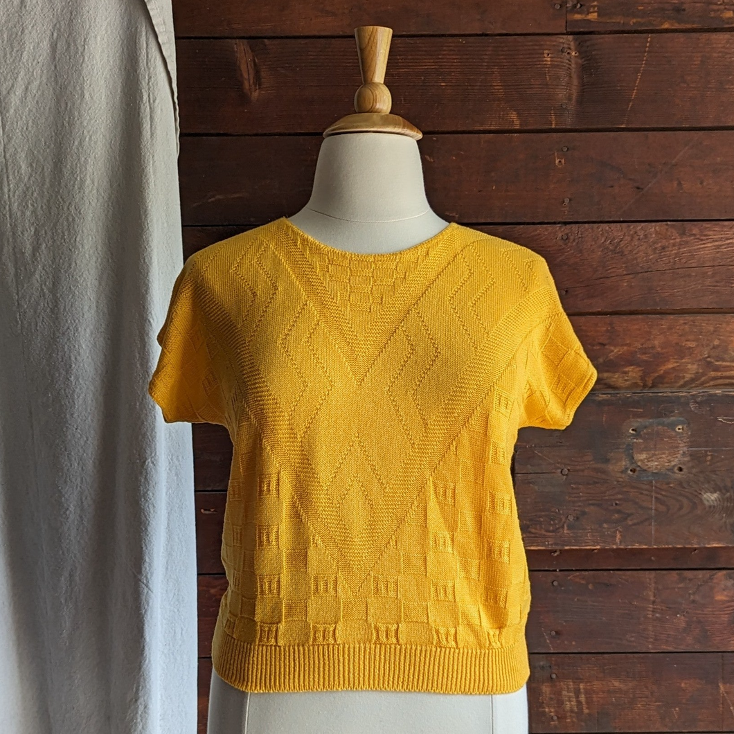 Vintage Sunny Yellow Acrylic Knit Top