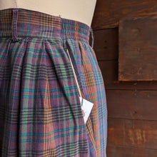 Load image into Gallery viewer, 80s Vintage Purple Plaid Cotton Midi Skirt with Pockets
