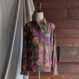 90s Vintage Olive Floral Paisley Blouse