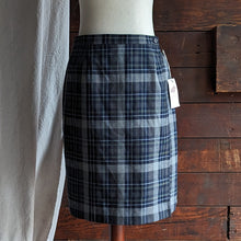 Load image into Gallery viewer, Vintage Blue and Grey Plaid Midi Skirt

