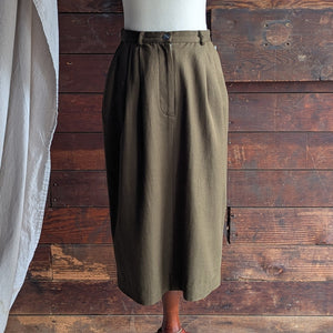 90s Vintage Olive Midi Skirt
