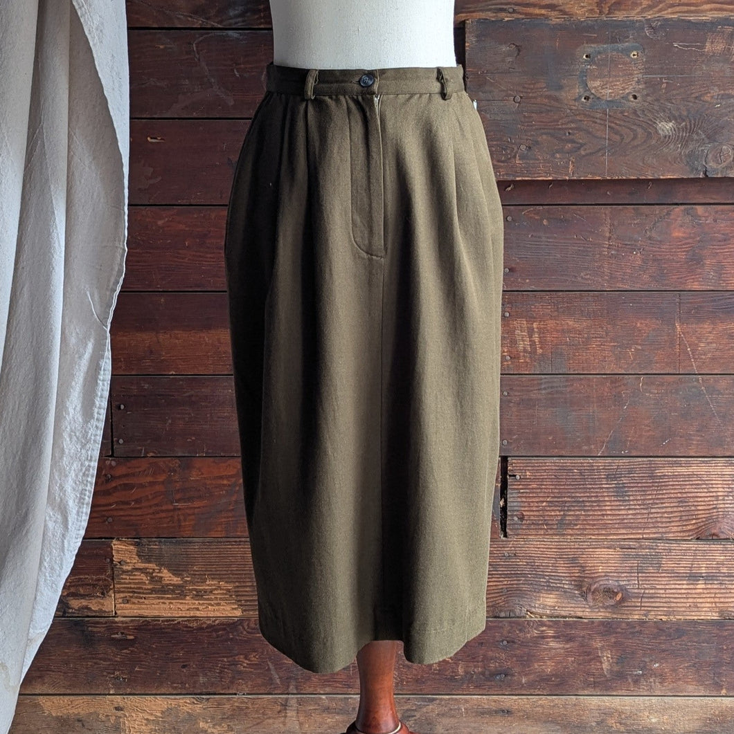 90s Vintage Olive Midi Skirt