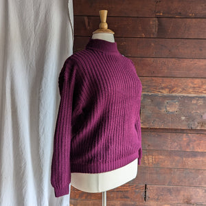 80s Vintage Purple Acrylic Knit Sweater