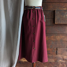 Load image into Gallery viewer, 70s/80s Vintage Red Poly Midi Skirt with Belt

