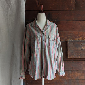 90s Vintage Muted Striped Cotton Button Up Shirt