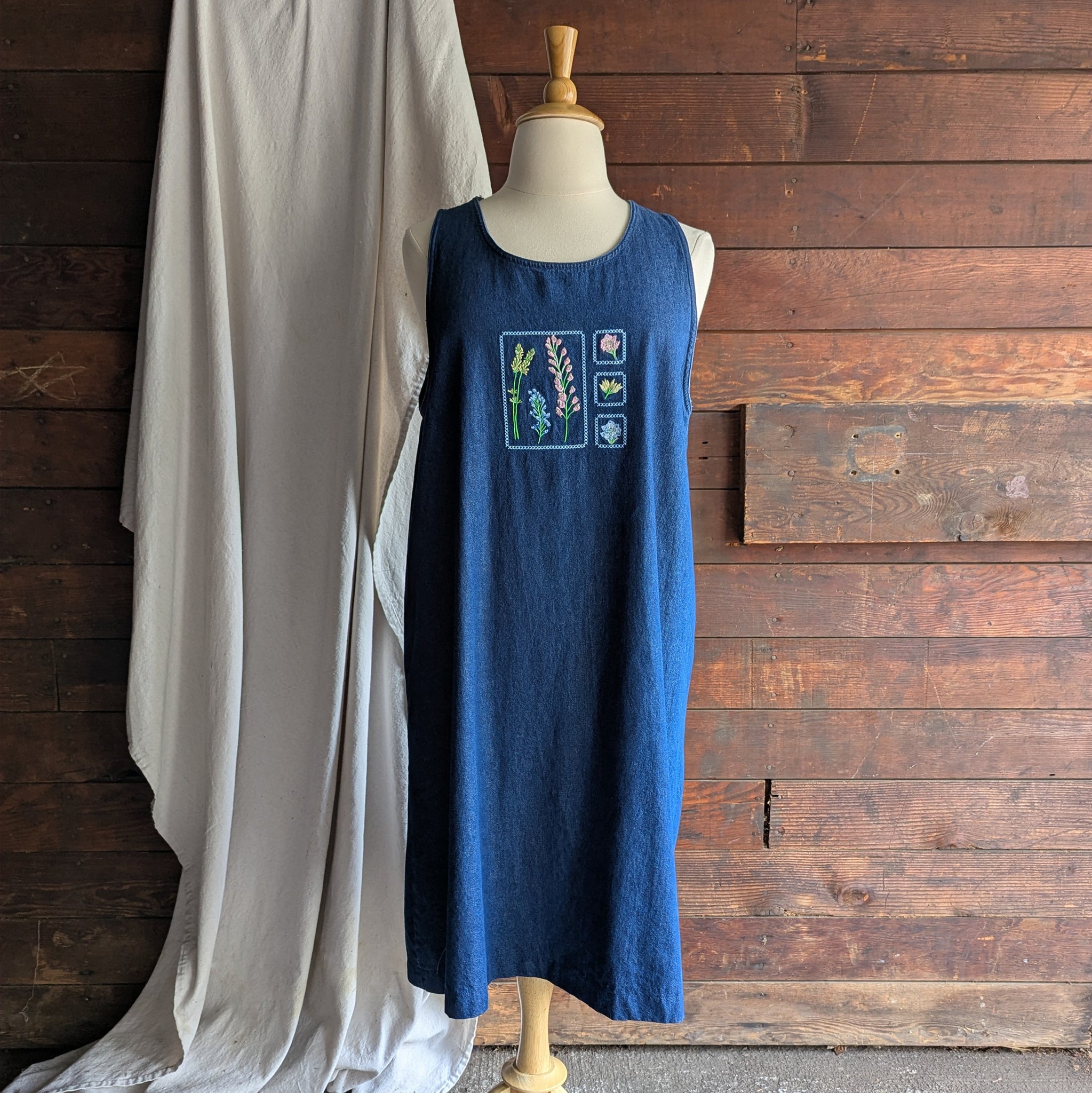 90s Vintage Plus Size Embroidered Denim Midi Dress Forager Vintage 90s Vintage Plus Size Embroidered Denim Midi Dress Forager Vintage