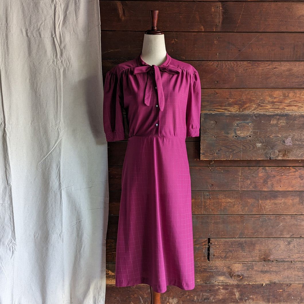 70s Vintage Polyester Magenta Shirt Dress