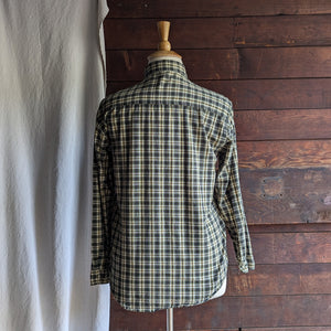 Vintage Tan and Black Plaid Cotton Shirt