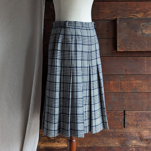 Vintage Blue Plaid Wool Skirt