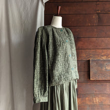 Load image into Gallery viewer, Vintage Green Cotton Twill Jacket and Skirt Set
