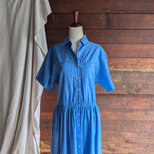 Load image into Gallery viewer, 90s Vintage Blue Shortsleeve Maxi Shirtdress
