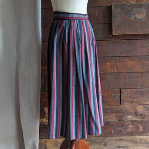70s/80s Vintage Rayon Blend Striped Midi Skirt