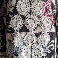 Load image into Gallery viewer, Vintage Black Floral Acrylic Knit Sweater
