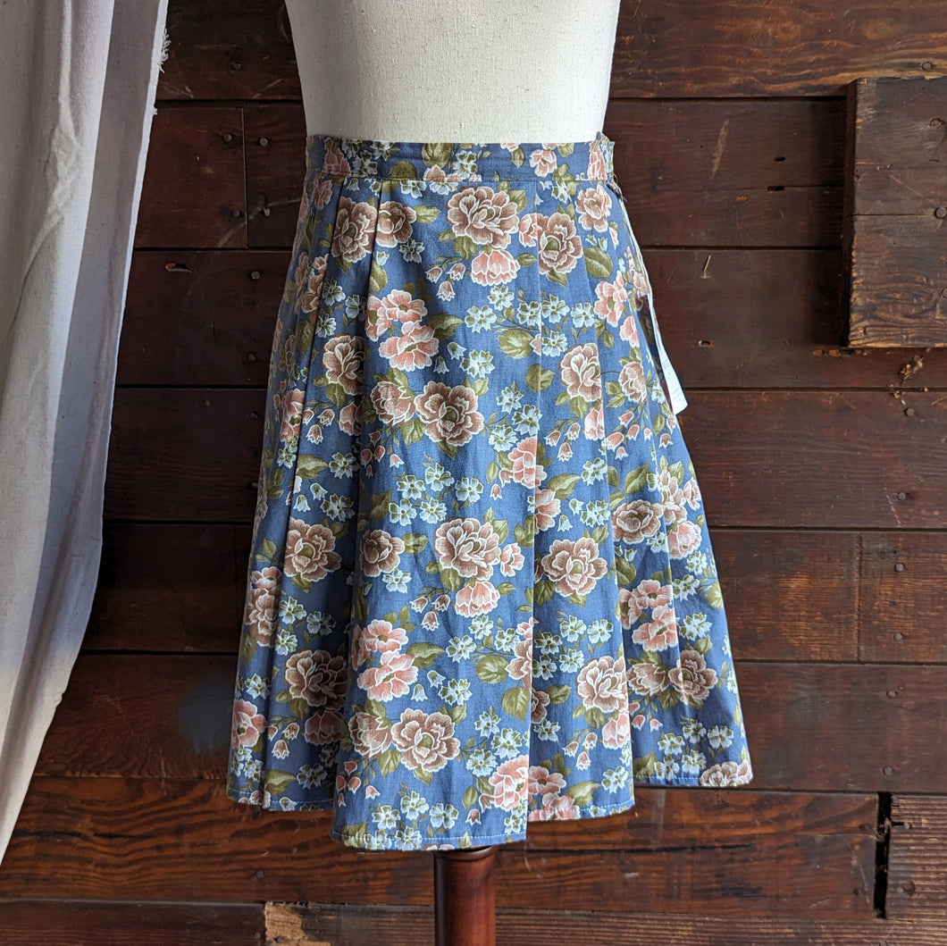 Vintage Homemade Blue Floral Cotton Skirt