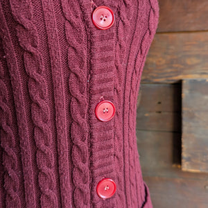 70s Vintage Red Button-Up Sweater Vest