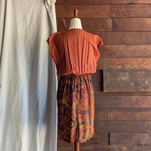 90s Vintage Orange Rayon Blend Jacket and Dress Set