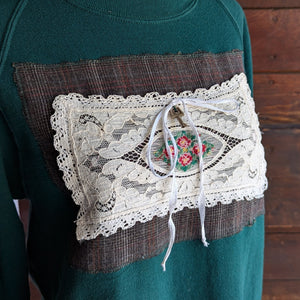 Upcycled Green 'Secret Garden' Sweatshirt