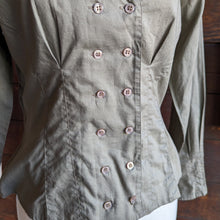 Load image into Gallery viewer, Vintage Fitted Cotton Embroidered Olive Top
