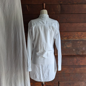 90s Vintage White Cotton Pintuck Blouse