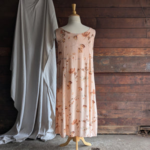 90s Vintage Plus Size Sleeveless Peach Floral Maxi Dress