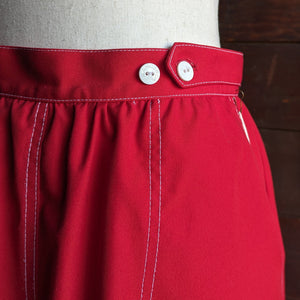 60s Vintage Red Wrap Midi Skirt