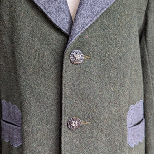 90s Vintage Green and Grey Wool Blend Blazer